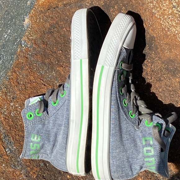EUC Converse Chuck Taylors Kaitlin Chan grey with lime size 7 - Picture 3 of 6